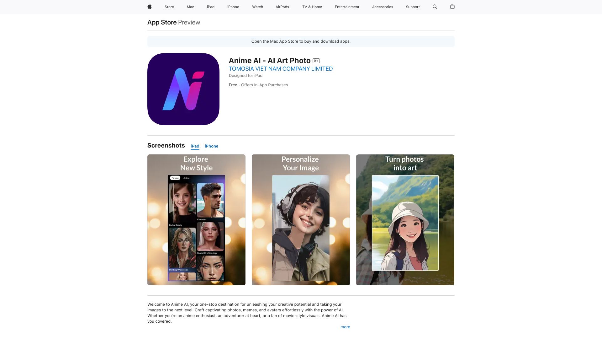 Anime AI – AI Art Photo网页截图,Anime AI – AI Art Photo网页快照