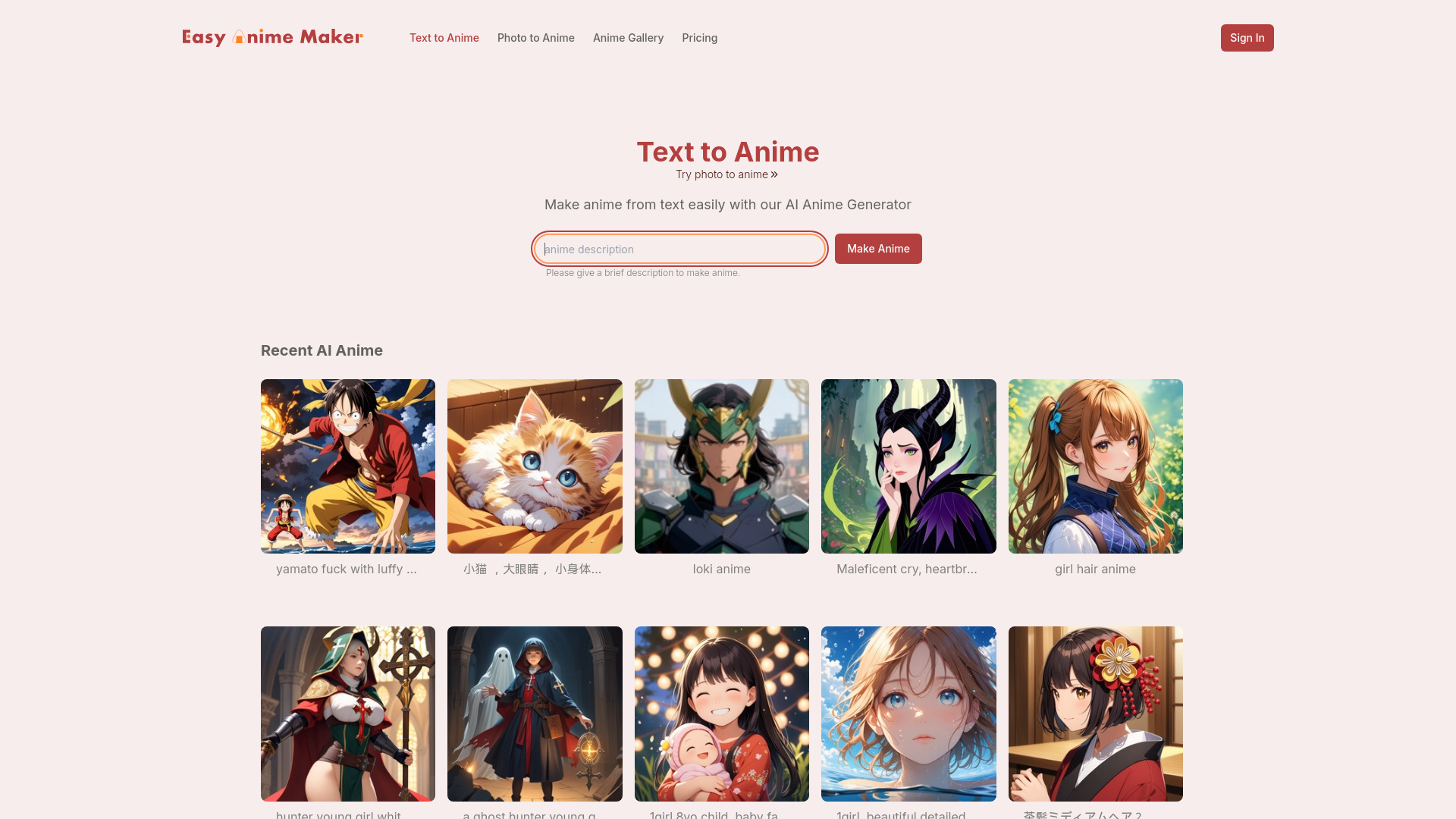 Easy Anime Maker网页截图,Easy Anime Maker网页快照