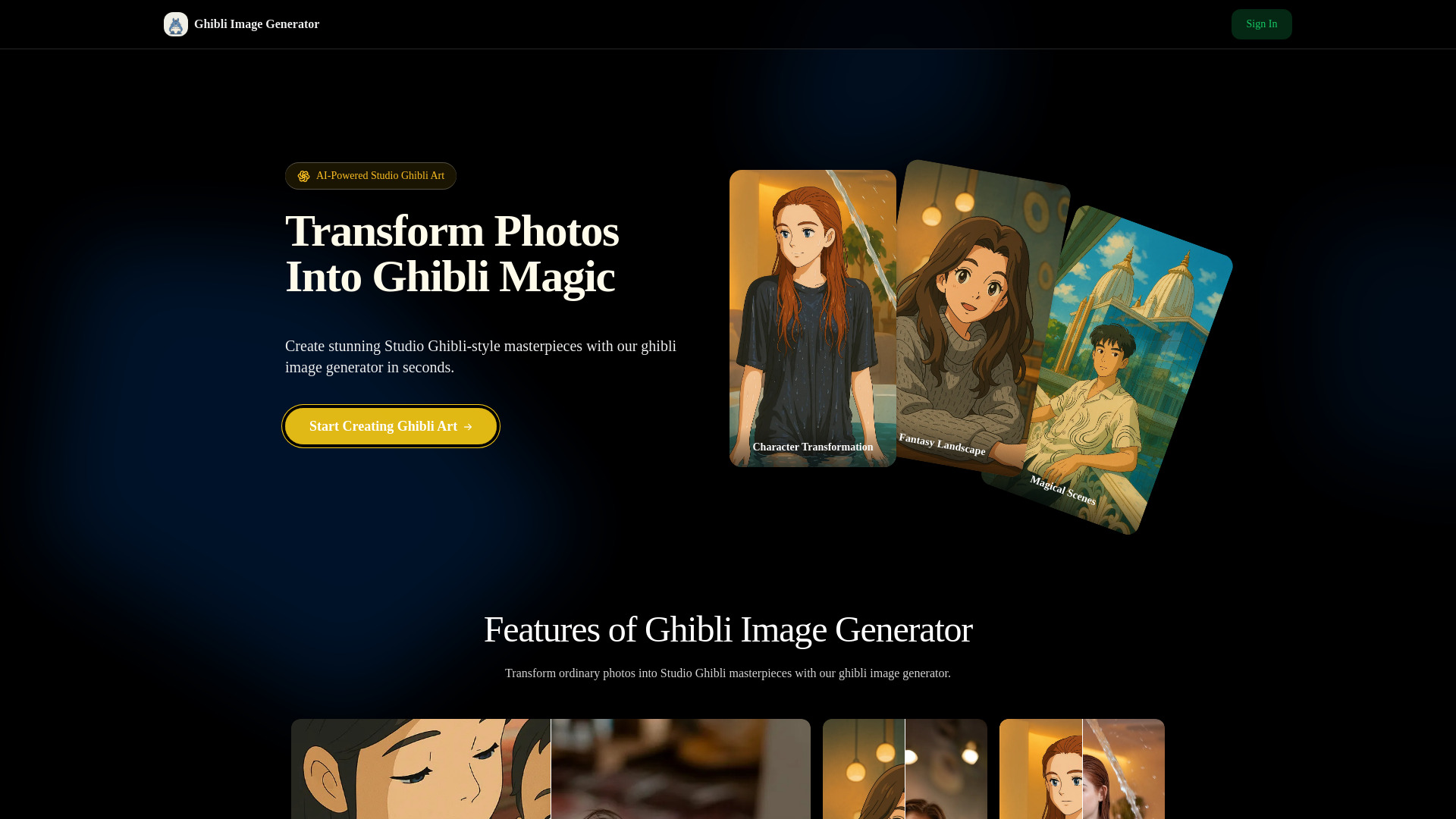 Ghibli Image Generator网页截图,Ghibli Image Generator网页快照