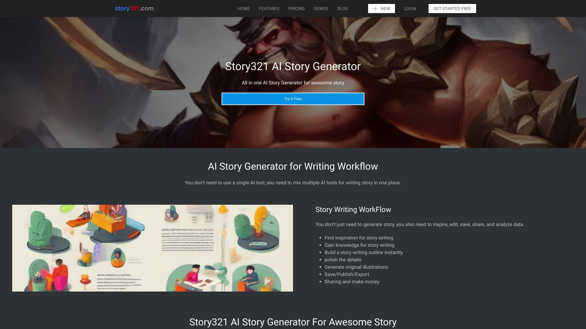 Story321 AI story generator网页截图,Story321 AI story generator网页快照