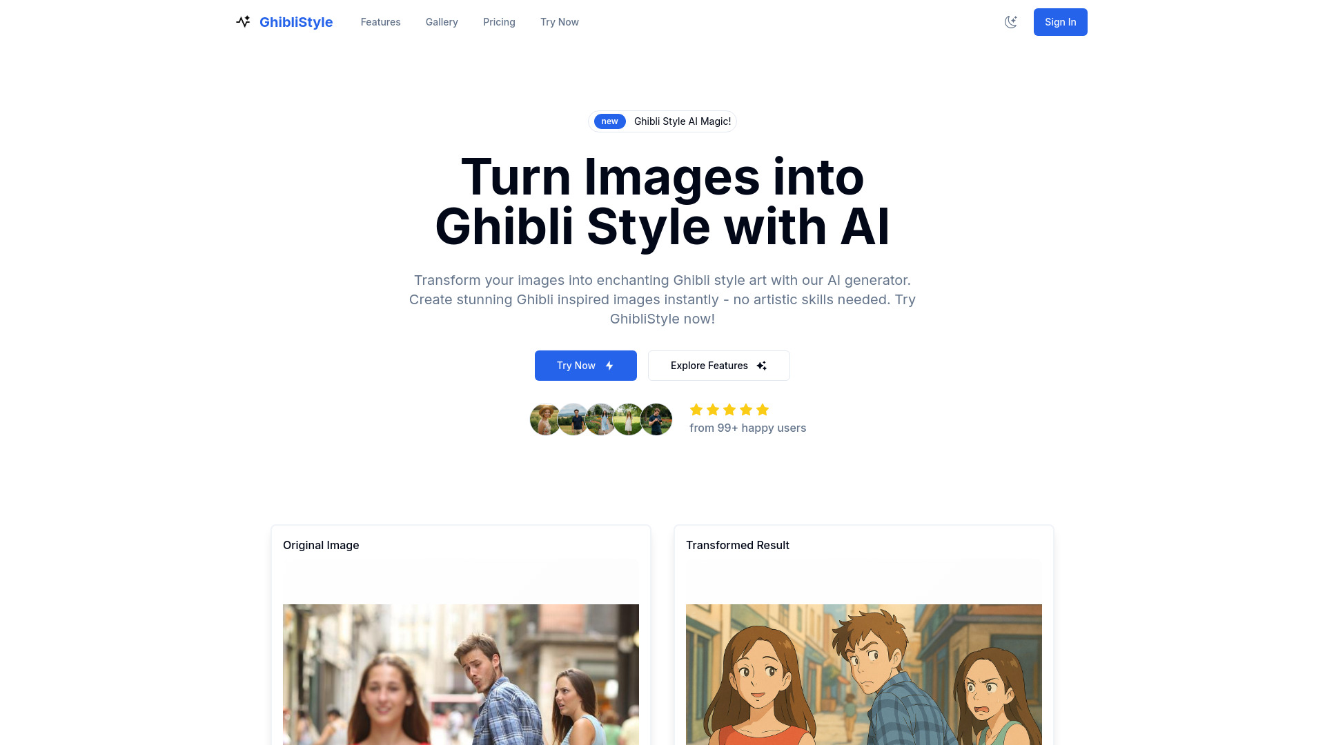 Ghibli Style Image Transformer网页截图,Ghibli Style Image Transformer网页快照