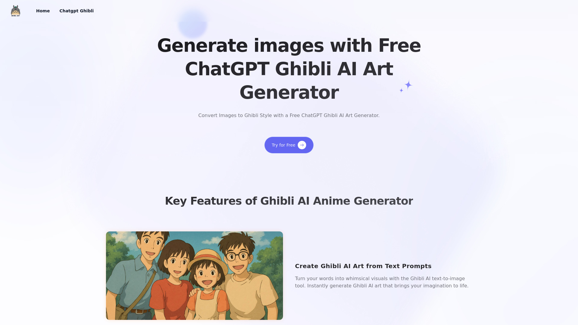Ghibli Art AI: Free Online Ghibli-Style Art Generator网页截图,Ghibli Art AI: Free Online Ghibli-Style Art Generator网页快照