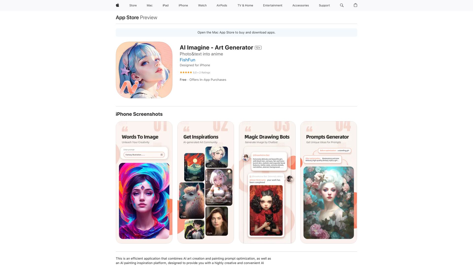 AI Imagine – Art Generator网页截图,AI Imagine – Art Generator网页快照