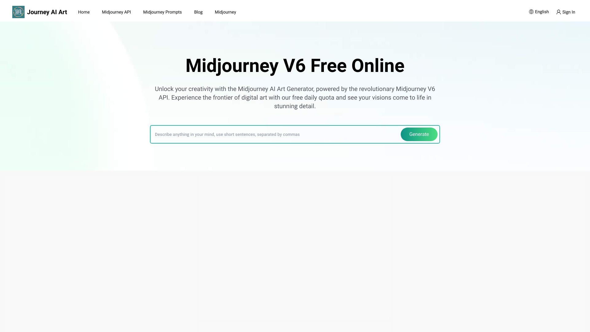 Free Midjourney AI Art Generator网页截图,Free Midjourney AI Art Generator网页快照