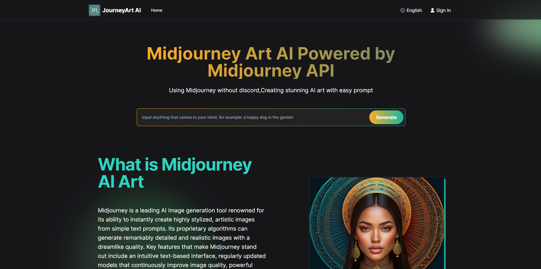 Midjourney Art AI Generator网页截图,Midjourney Art AI Generator网页快照