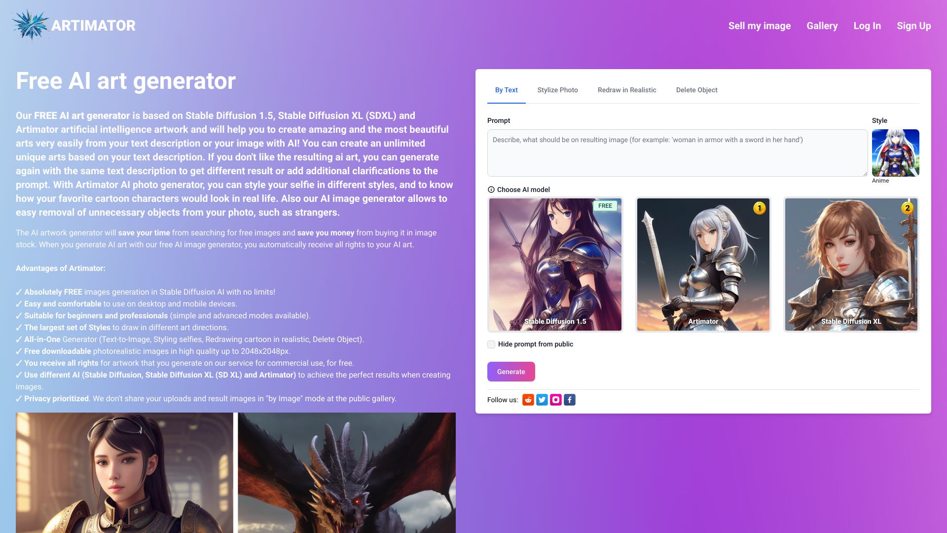Artimator网页截图,Artimator网页快照