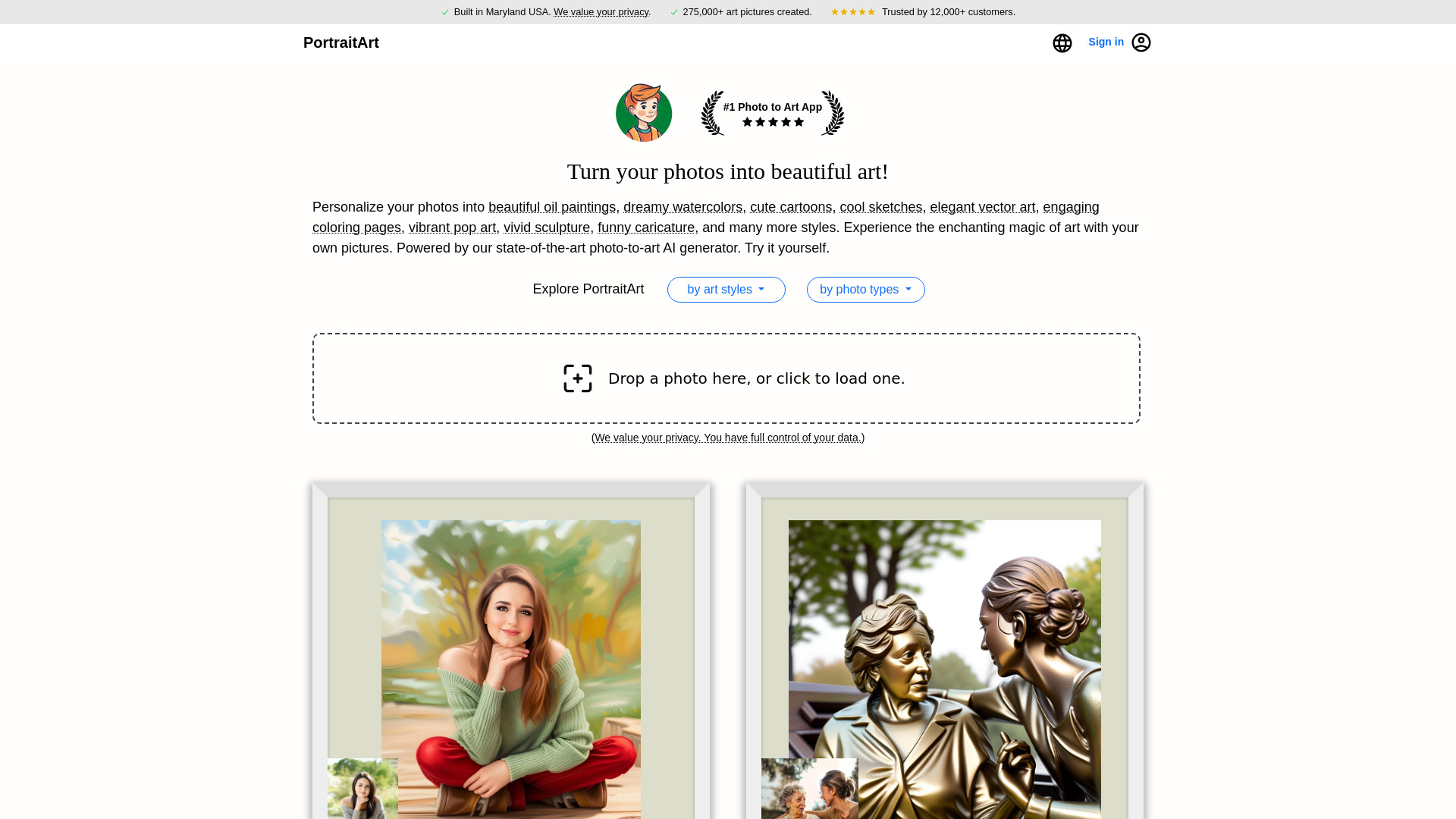 PortraitArt网页截图,PortraitArt网页快照
