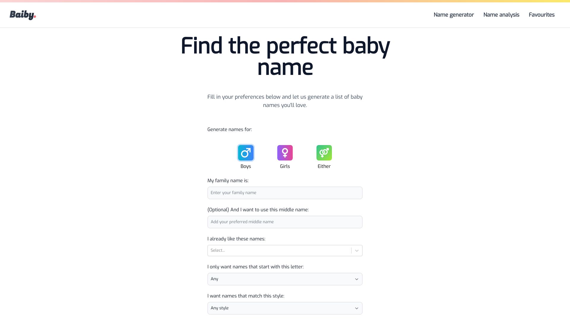 Baiby – Baby Name Generator网页截图,Baiby – Baby Name Generator网页快照