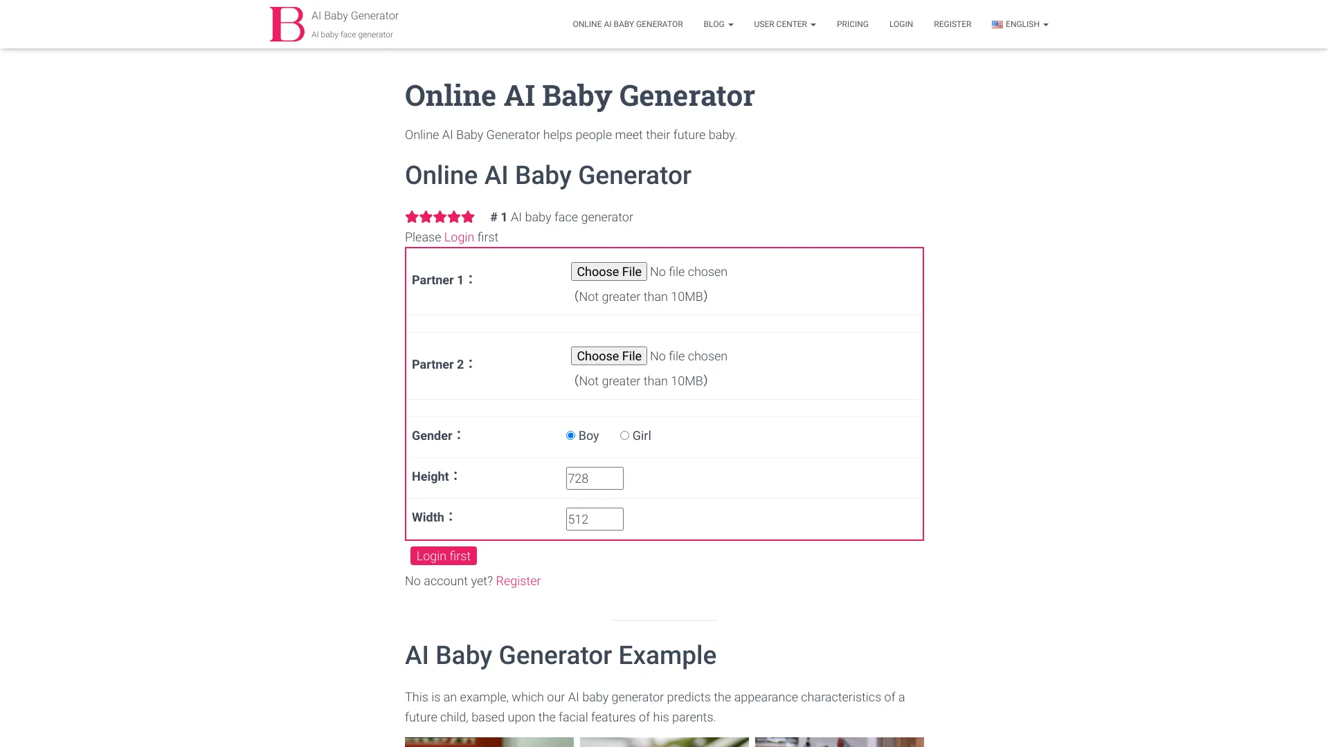 Online AI Baby Generator网页截图,Online AI Baby Generator网页快照
