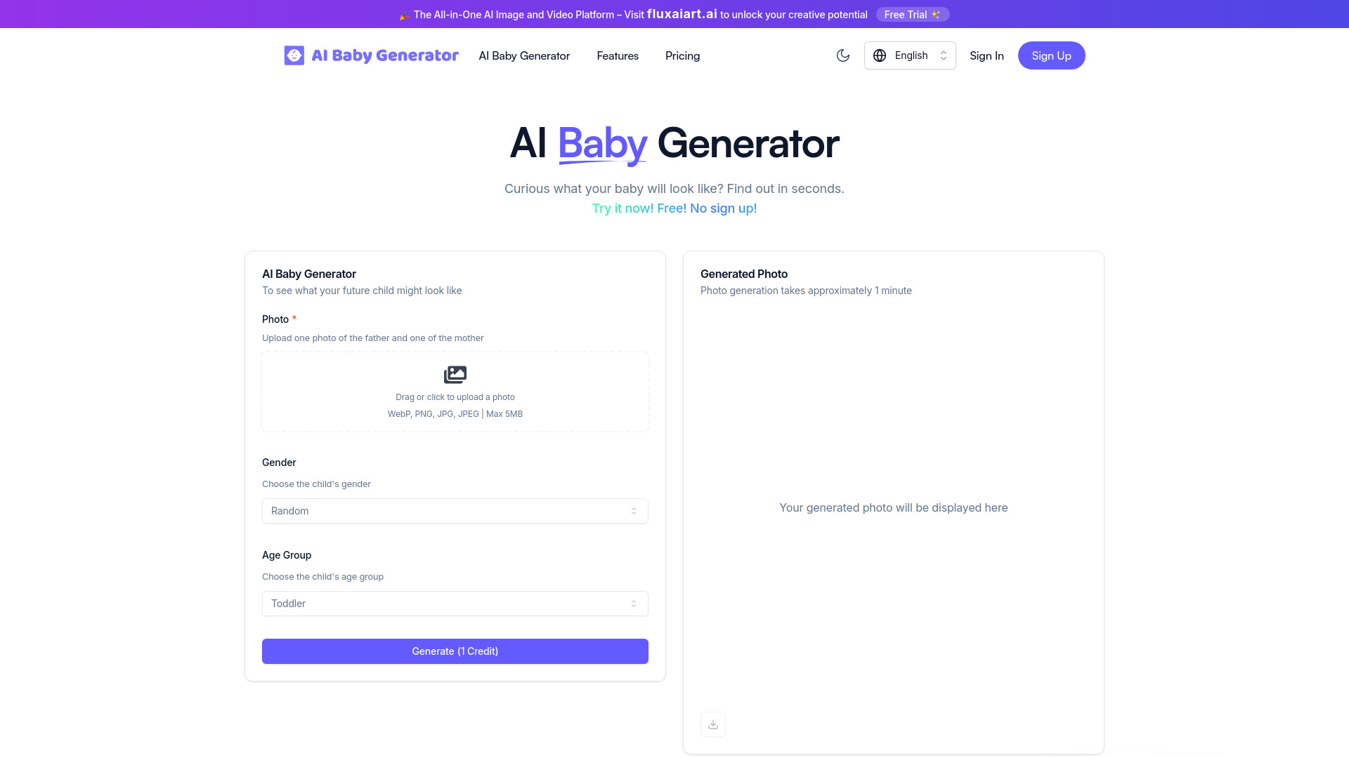 AI Baby Generator Online Free网页截图,AI Baby Generator Online Free网页快照