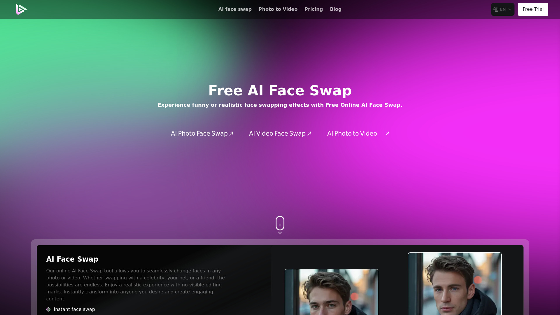 Free AI Face Swap网页截图,Free AI Face Swap网页快照