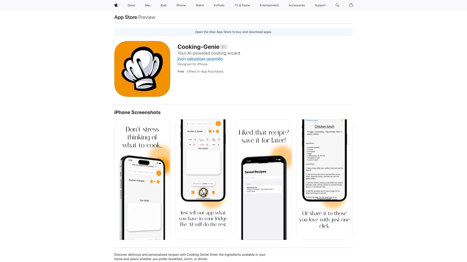 Cooking-Genie网页截图,Cooking-Genie网页快照