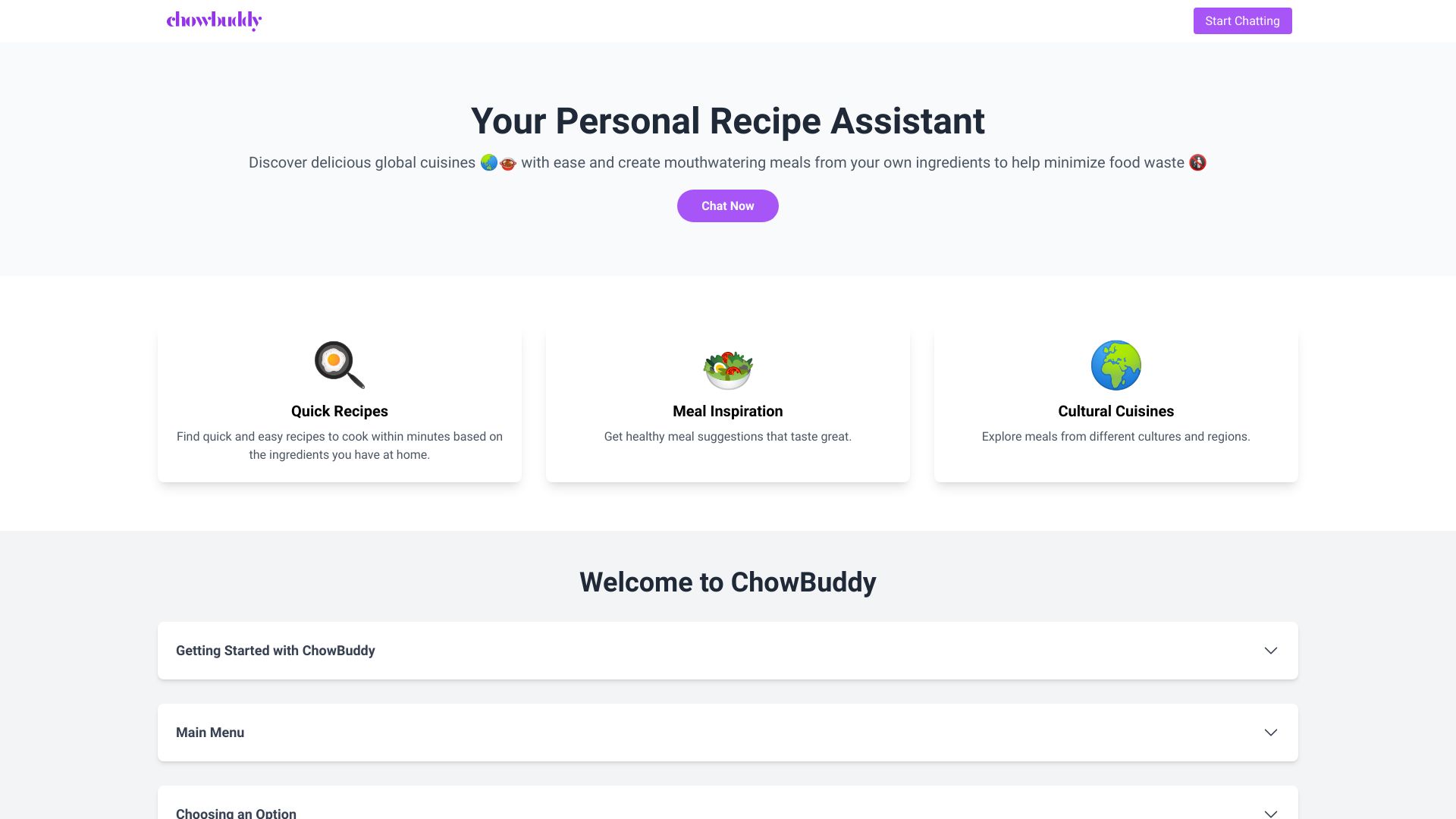 Chowbuddy网页截图,Chowbuddy网页快照