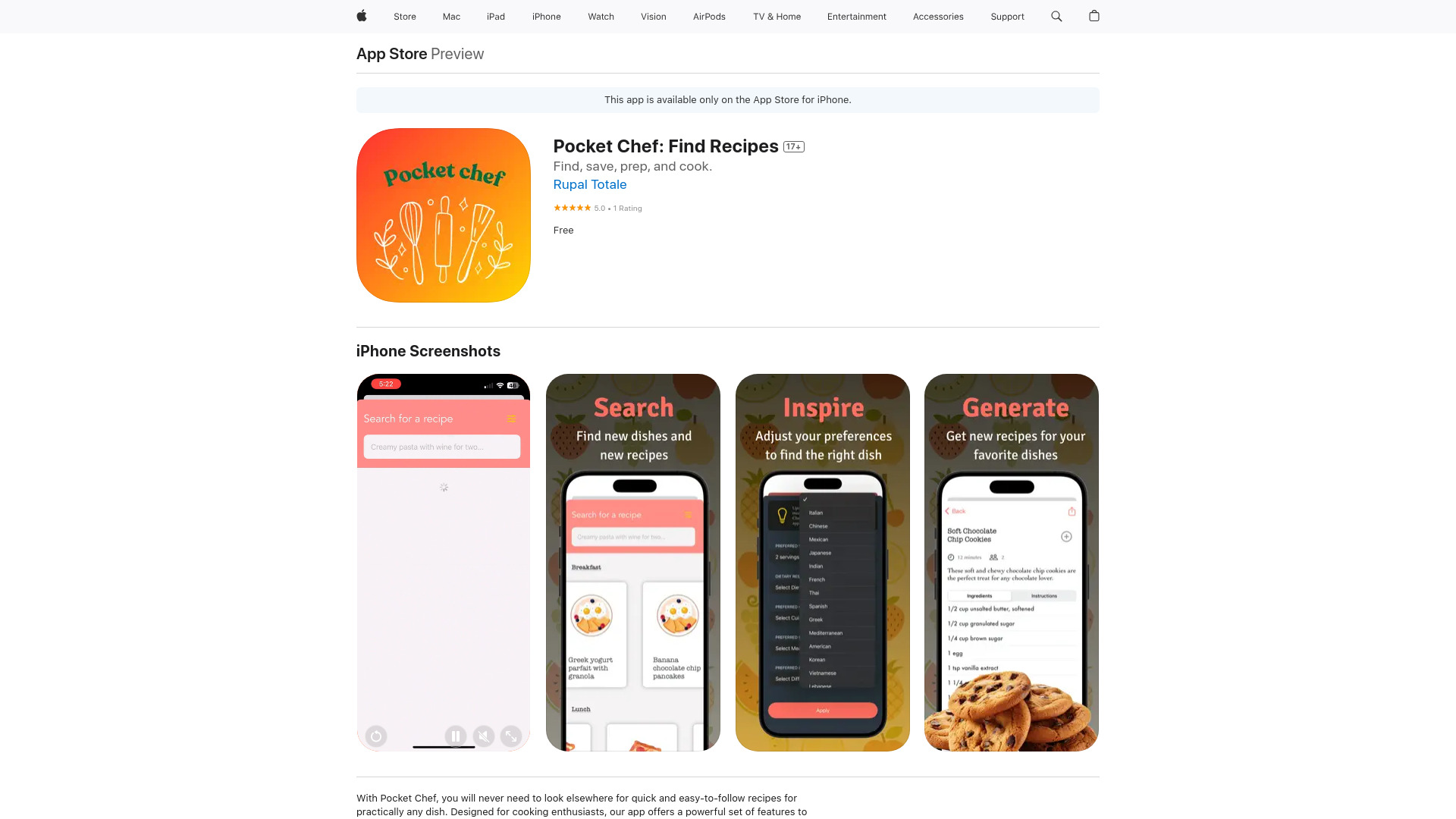 Pocket Chef网页截图,Pocket Chef网页快照