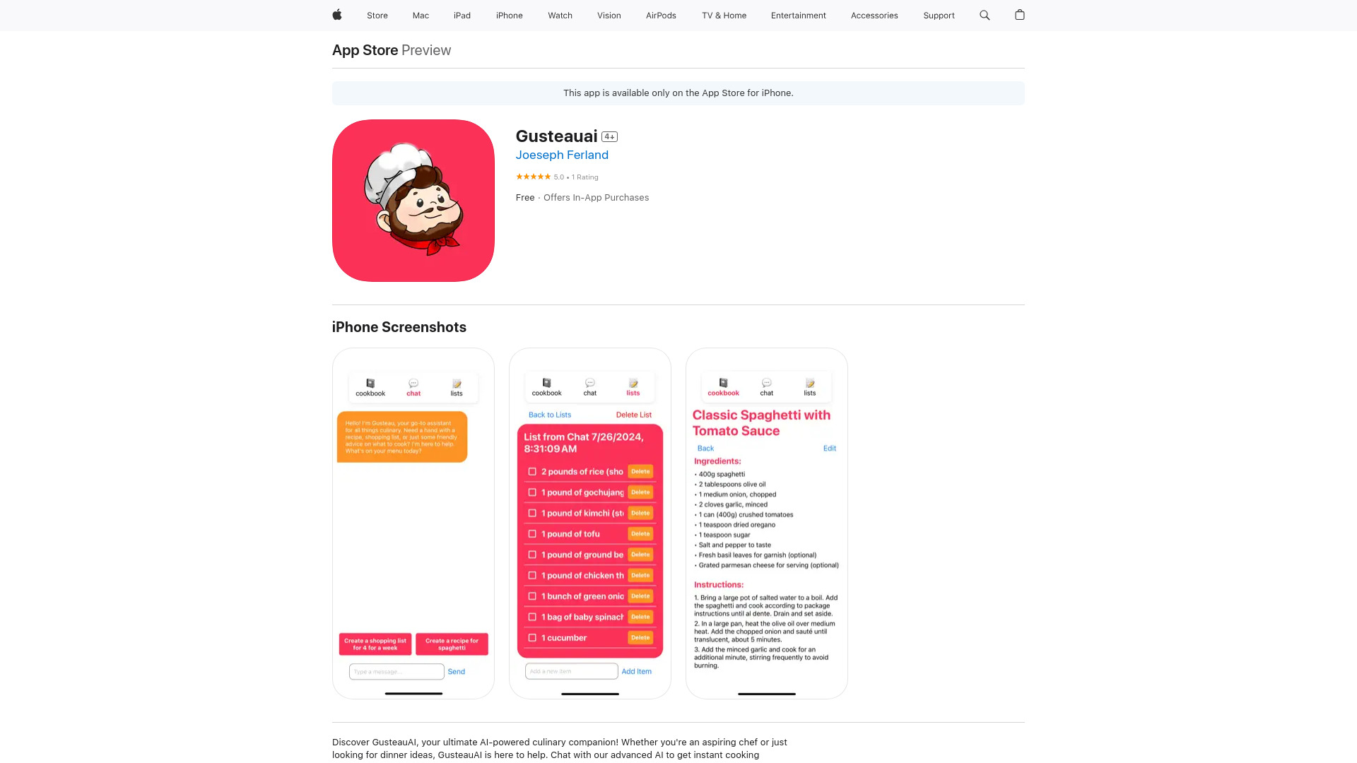GusteauAI网页截图,GusteauAI网页快照