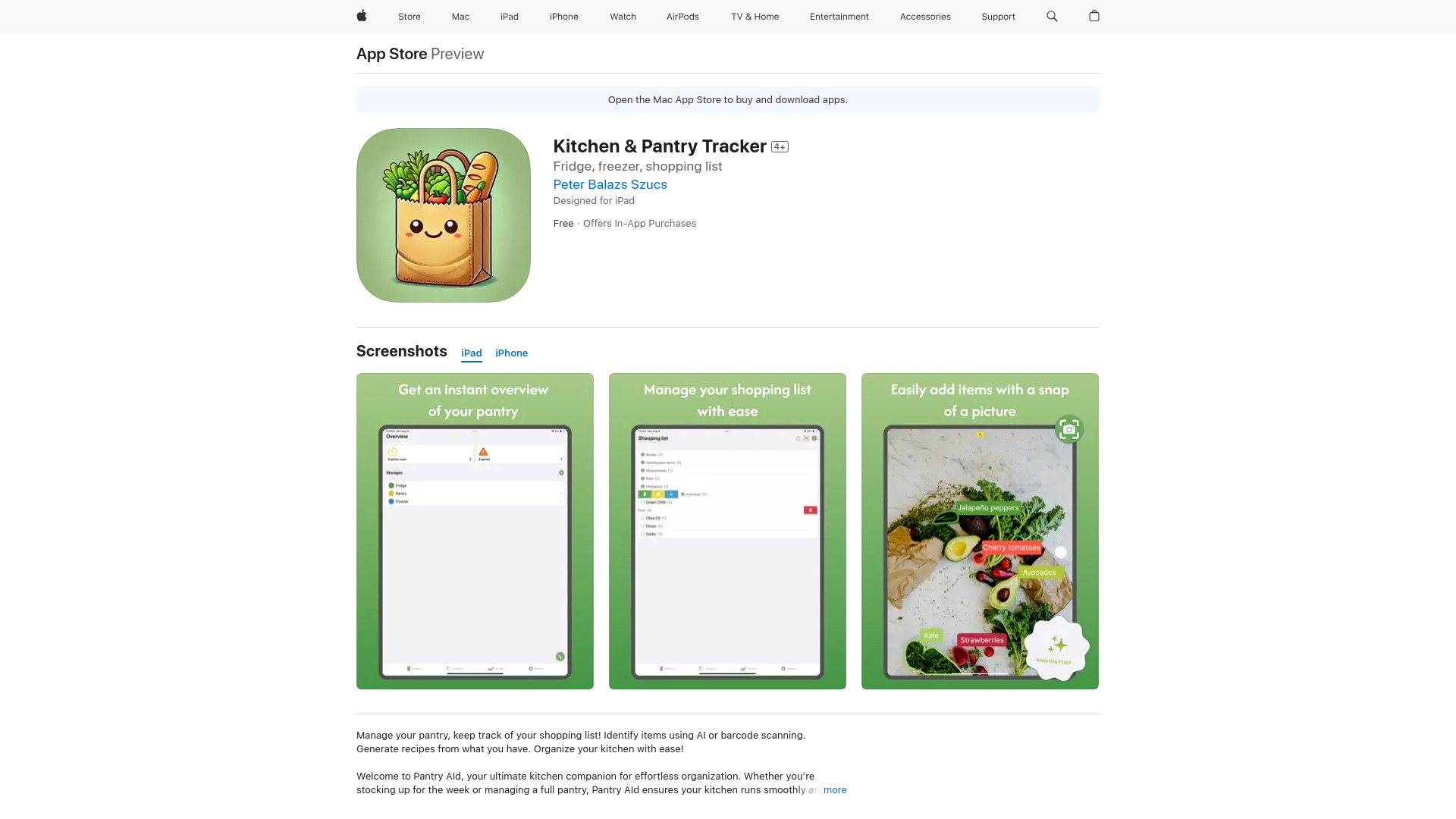 Pantry AId网页截图,Pantry AId网页快照