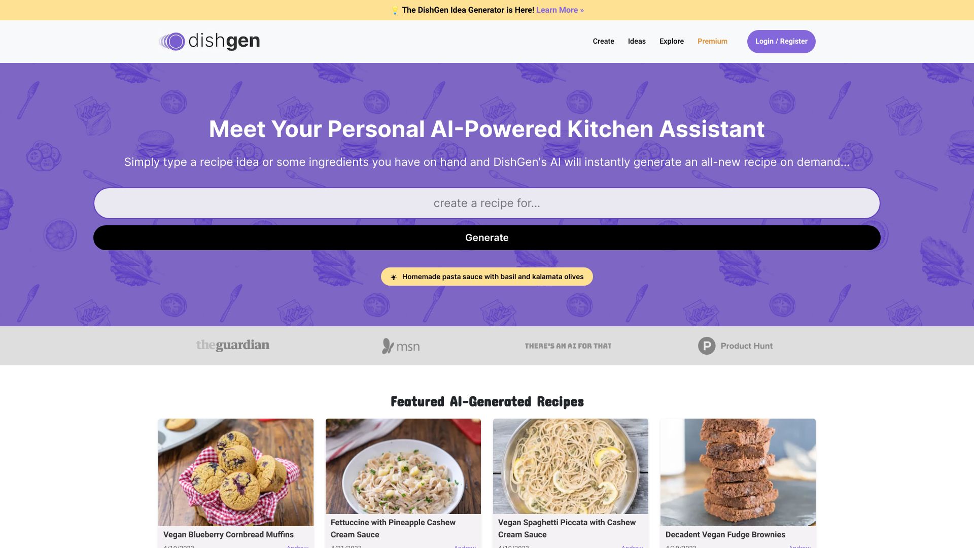 DishGen网页截图,DishGen网页快照