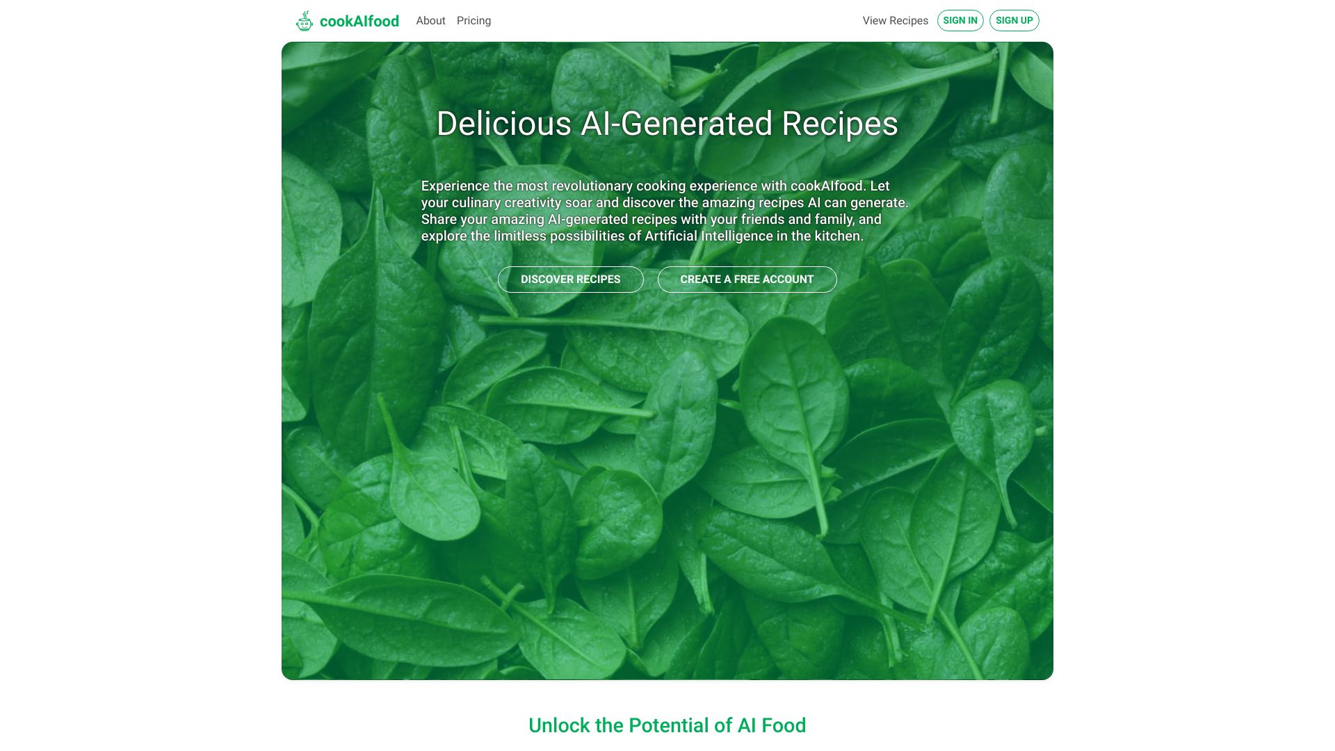 cookAIfood网页截图,cookAIfood网页快照