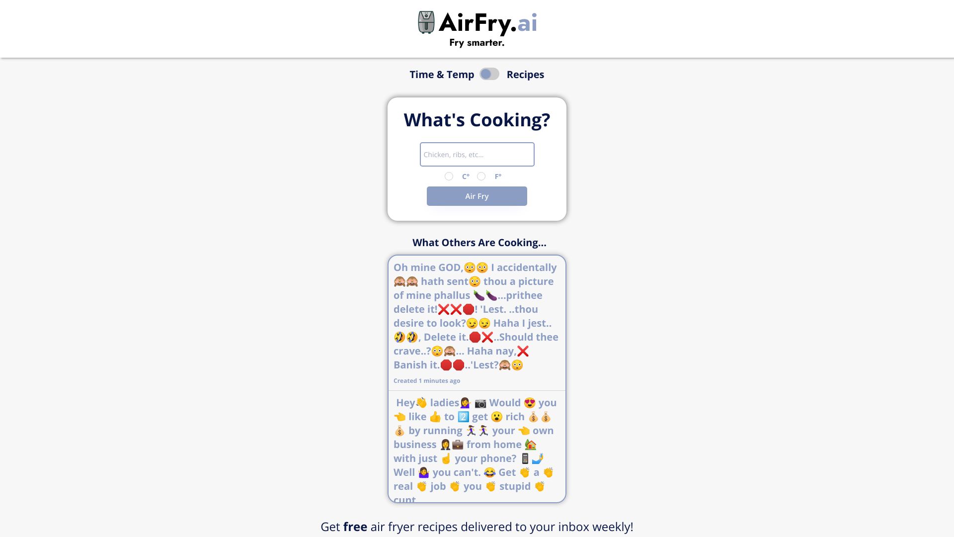 AirFry.ai网页截图,AirFry.ai网页快照