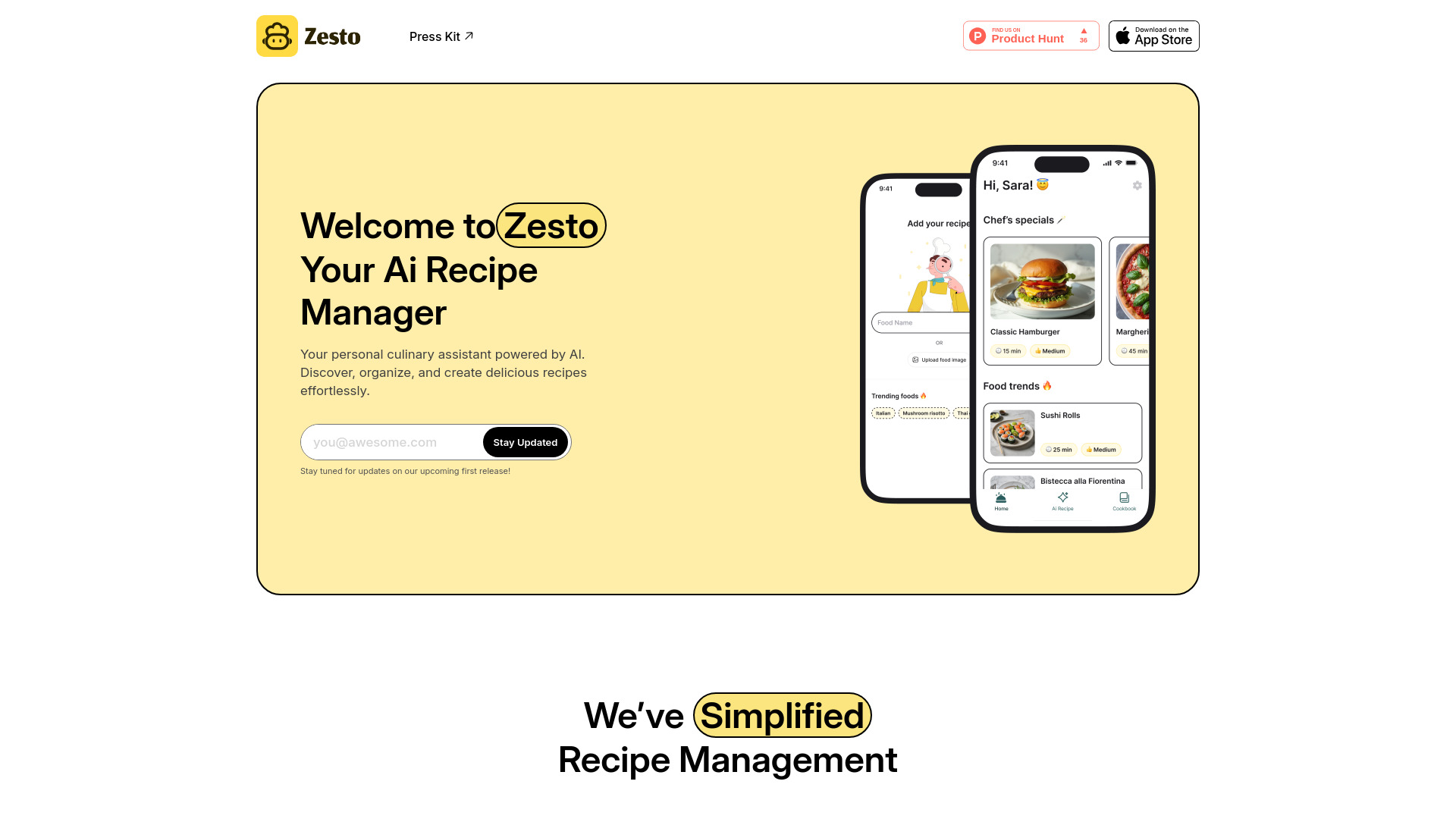 Zesto – AI Chef Assistant网页截图,Zesto – AI Chef Assistant网页快照
