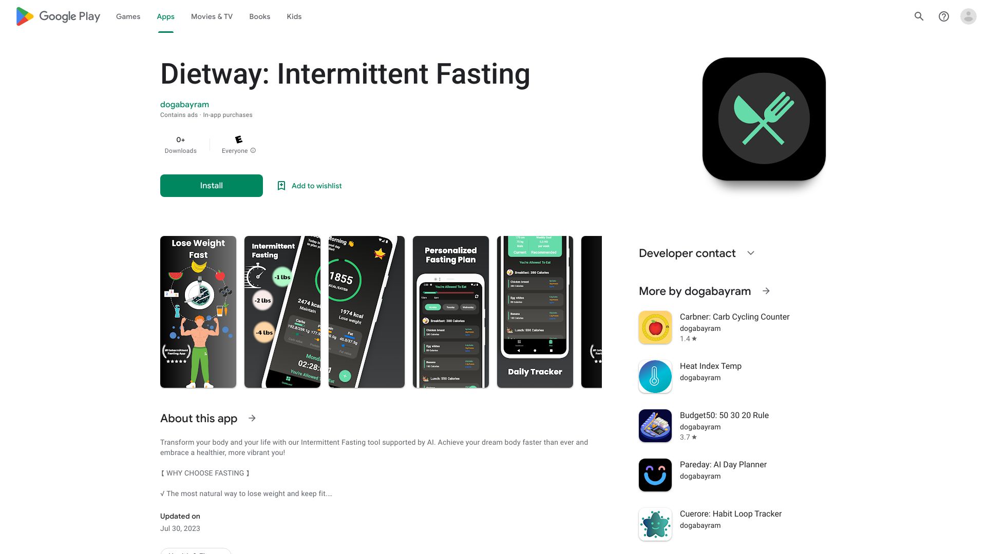 Dietway: Intermittent Fasting网页截图,Dietway: Intermittent Fasting网页快照