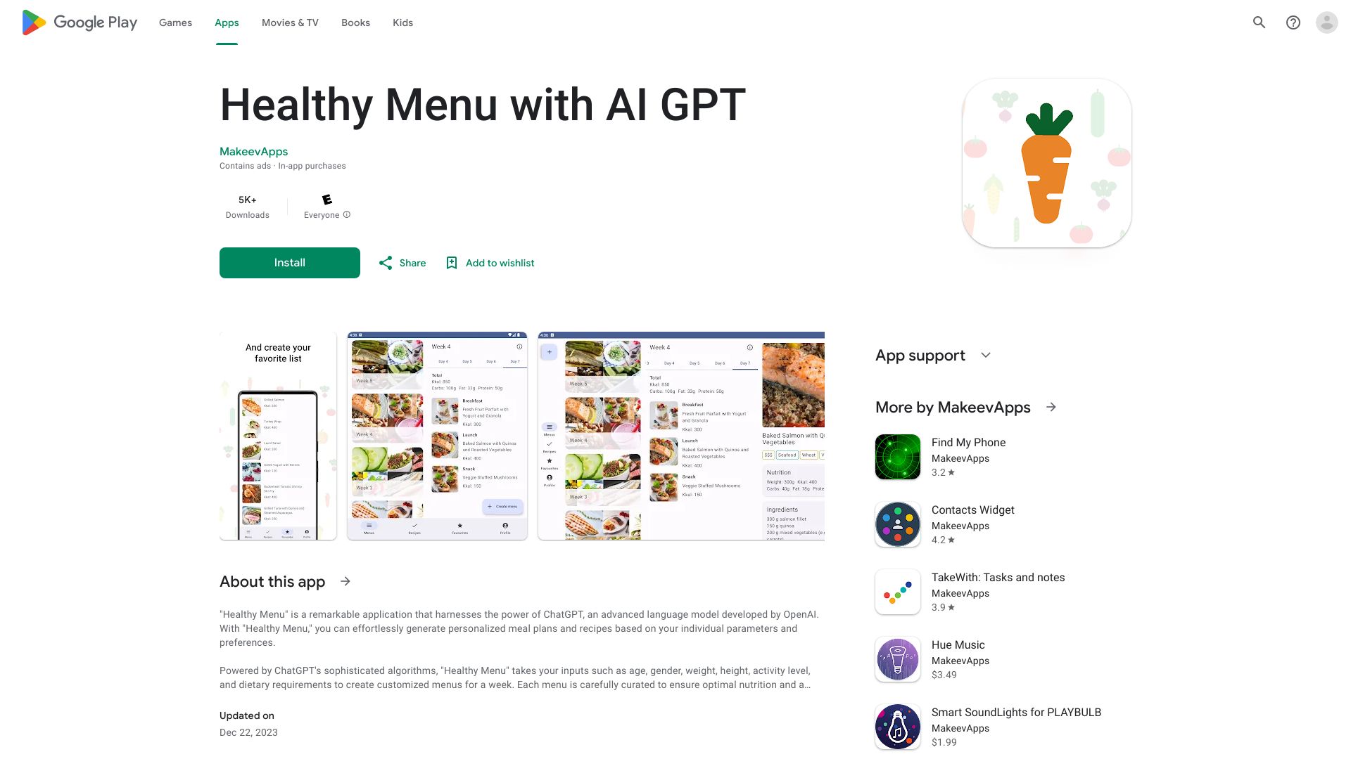 Healthy Menu with AI GPT网页截图,Healthy Menu with AI GPT网页快照