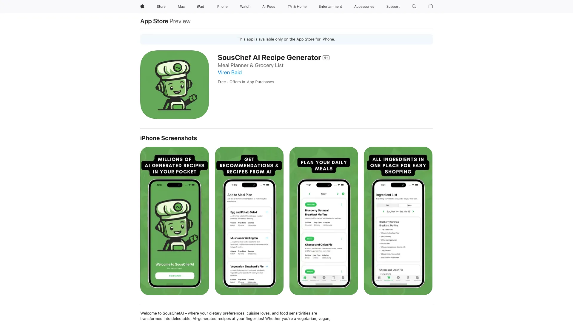 SousChefAI网页截图,SousChefAI网页快照