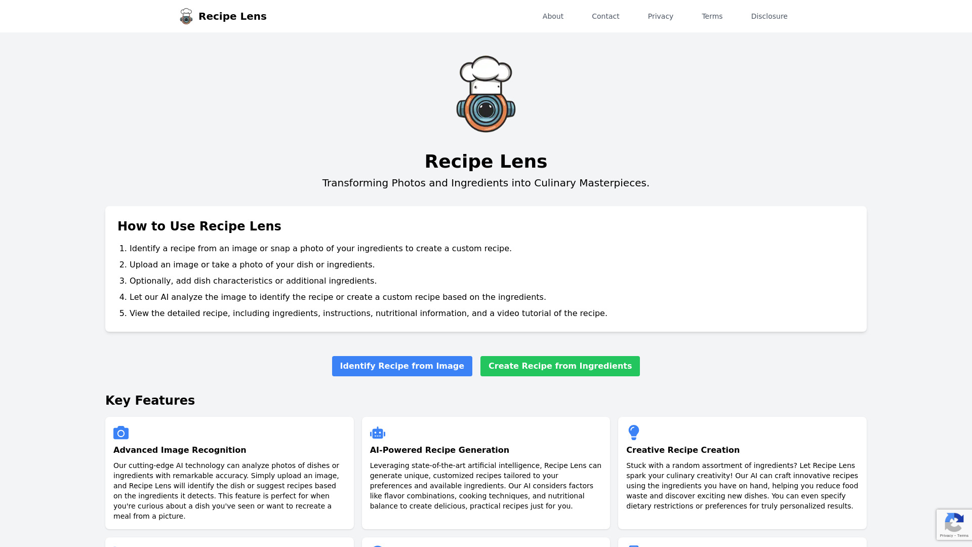 Recipe Lens网页截图,Recipe Lens网页快照