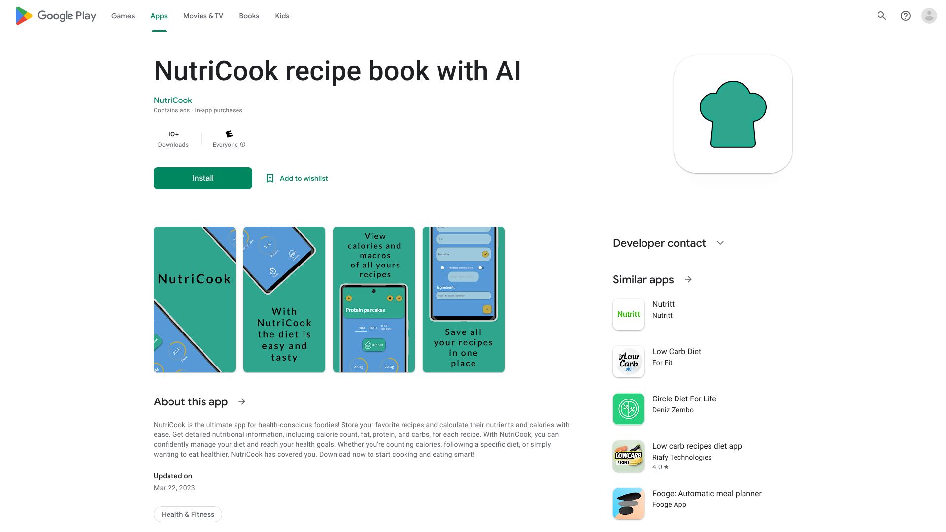 NutriCook recipe book with AI网页截图,NutriCook recipe book with AI网页快照
