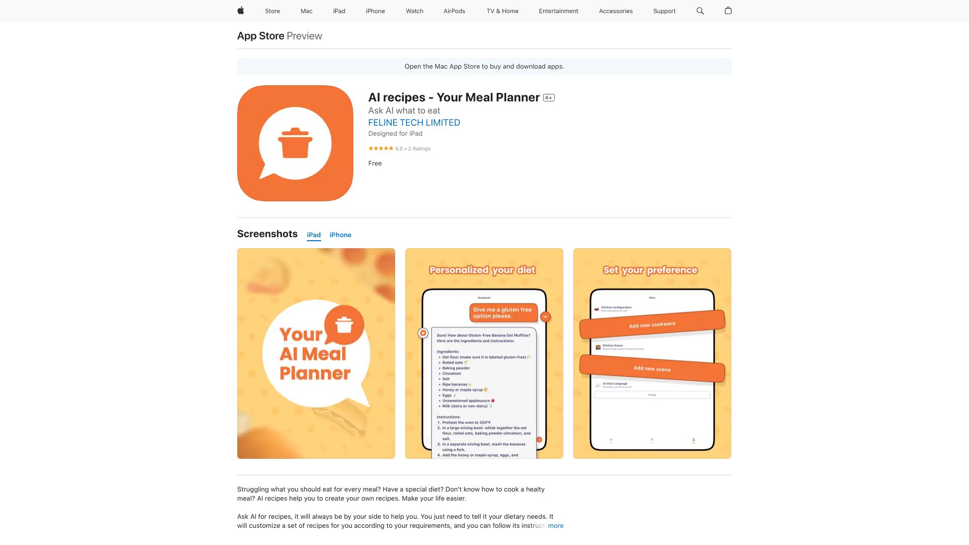 AI Recipes – Your Meal Planner网页截图,AI Recipes – Your Meal Planner网页快照