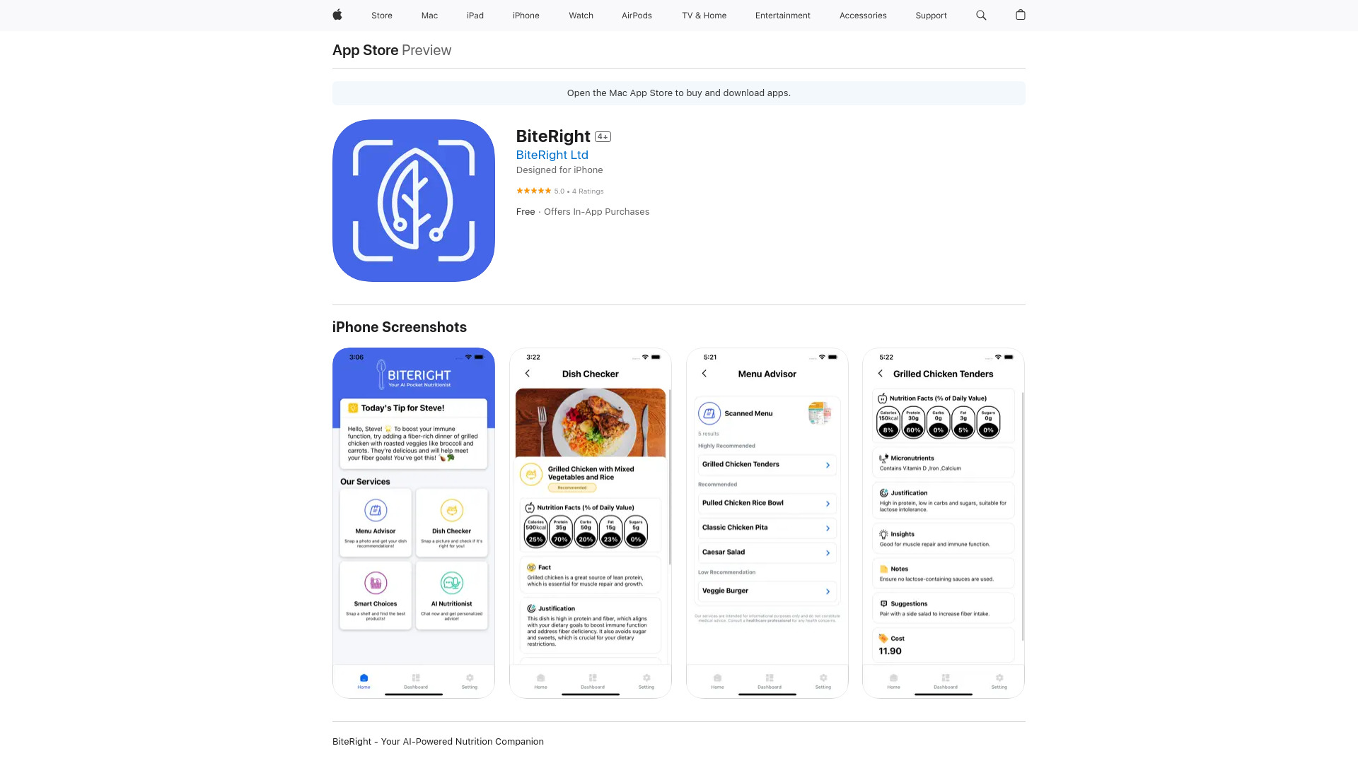 BiteRight网页截图,BiteRight网页快照
