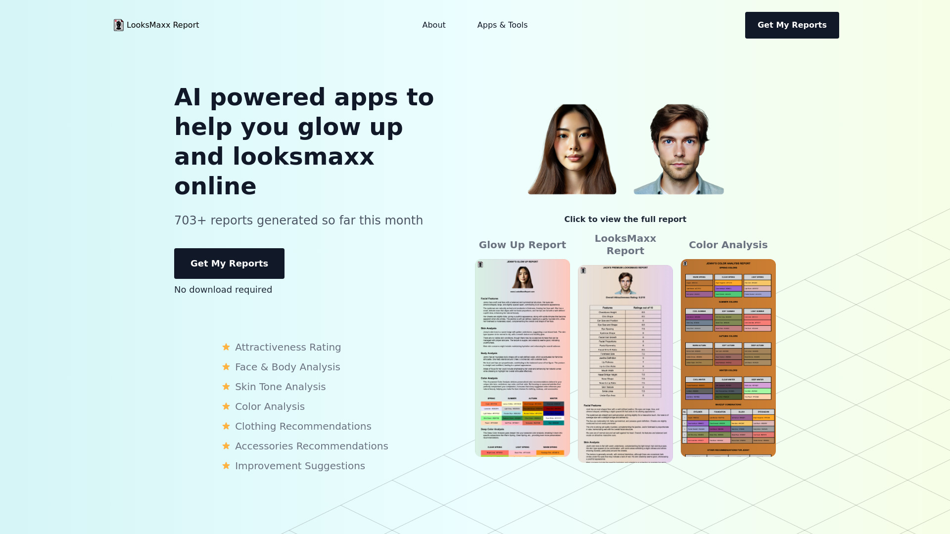 LooksMaxx AI – AI powered apps to help you glow up and looksmaxx online网页截图,LooksMaxx AI – AI powered apps to help you glow up and looksmaxx online网页快照