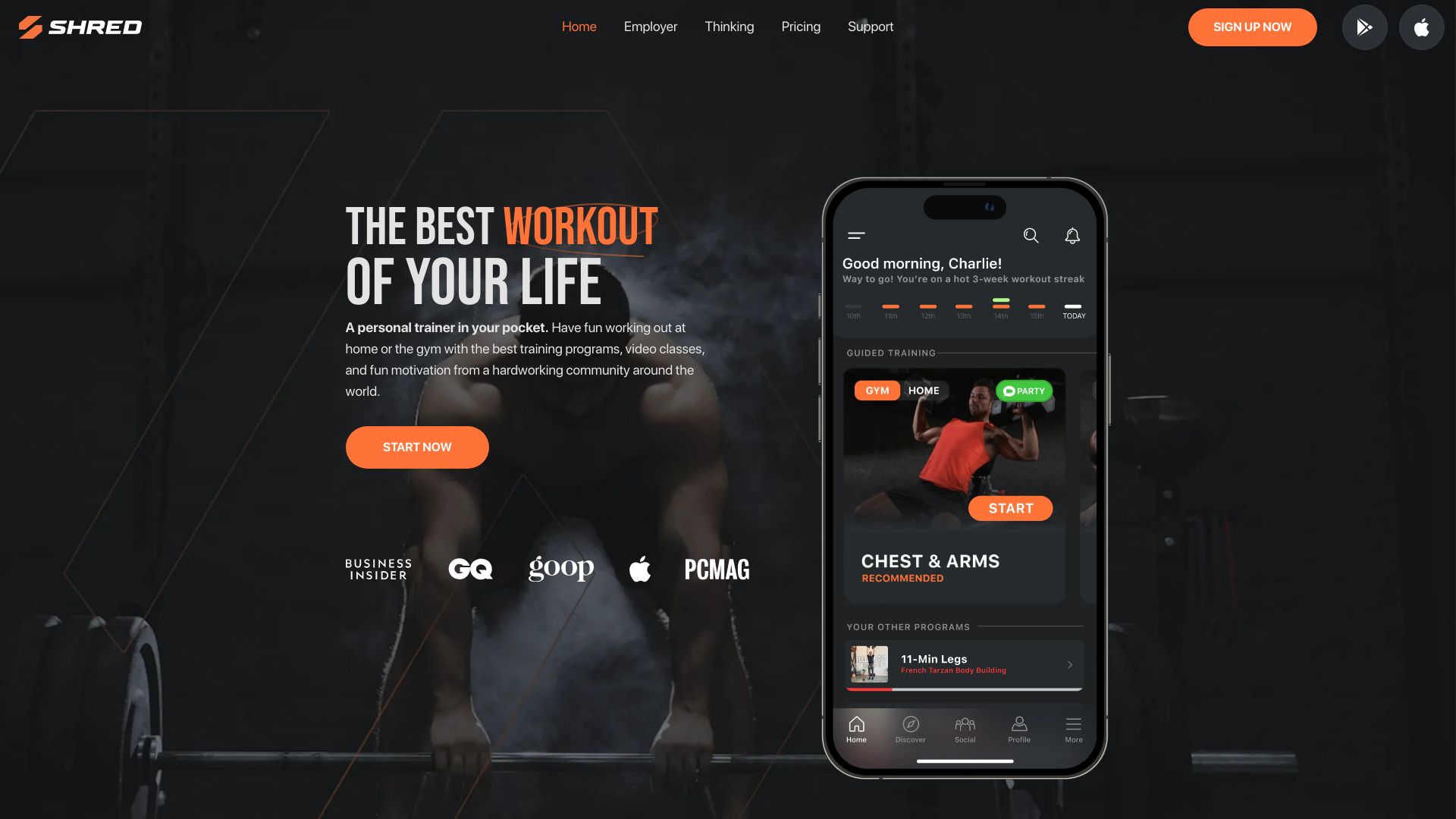 SHRED: Home & Gym Workouts App网页截图,SHRED: Home & Gym Workouts App网页快照
