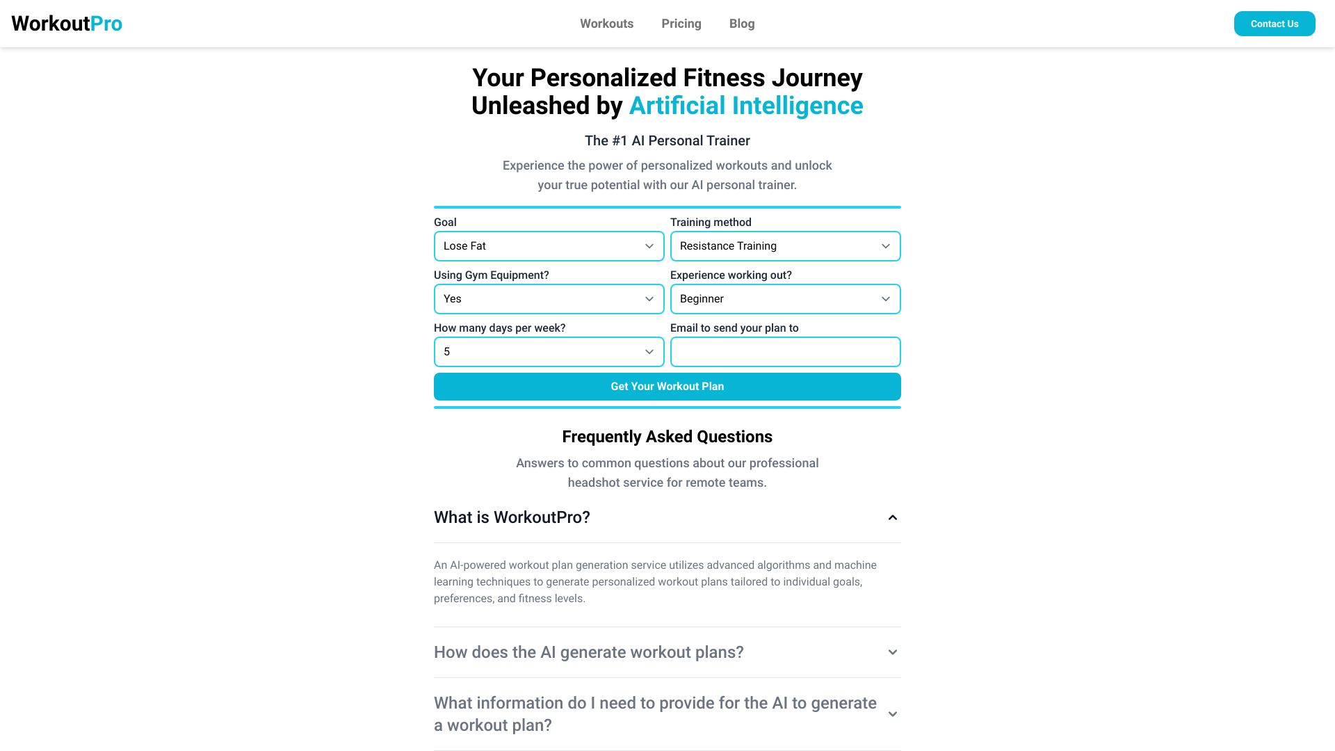 WorkoutPro网页截图,WorkoutPro网页快照