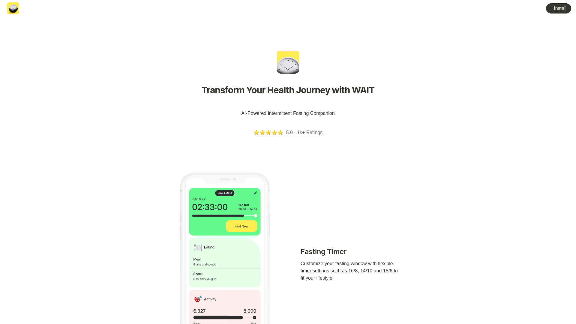 WAIT – AI-Powered Intermittent Fasting网页截图,WAIT – AI-Powered Intermittent Fasting网页快照