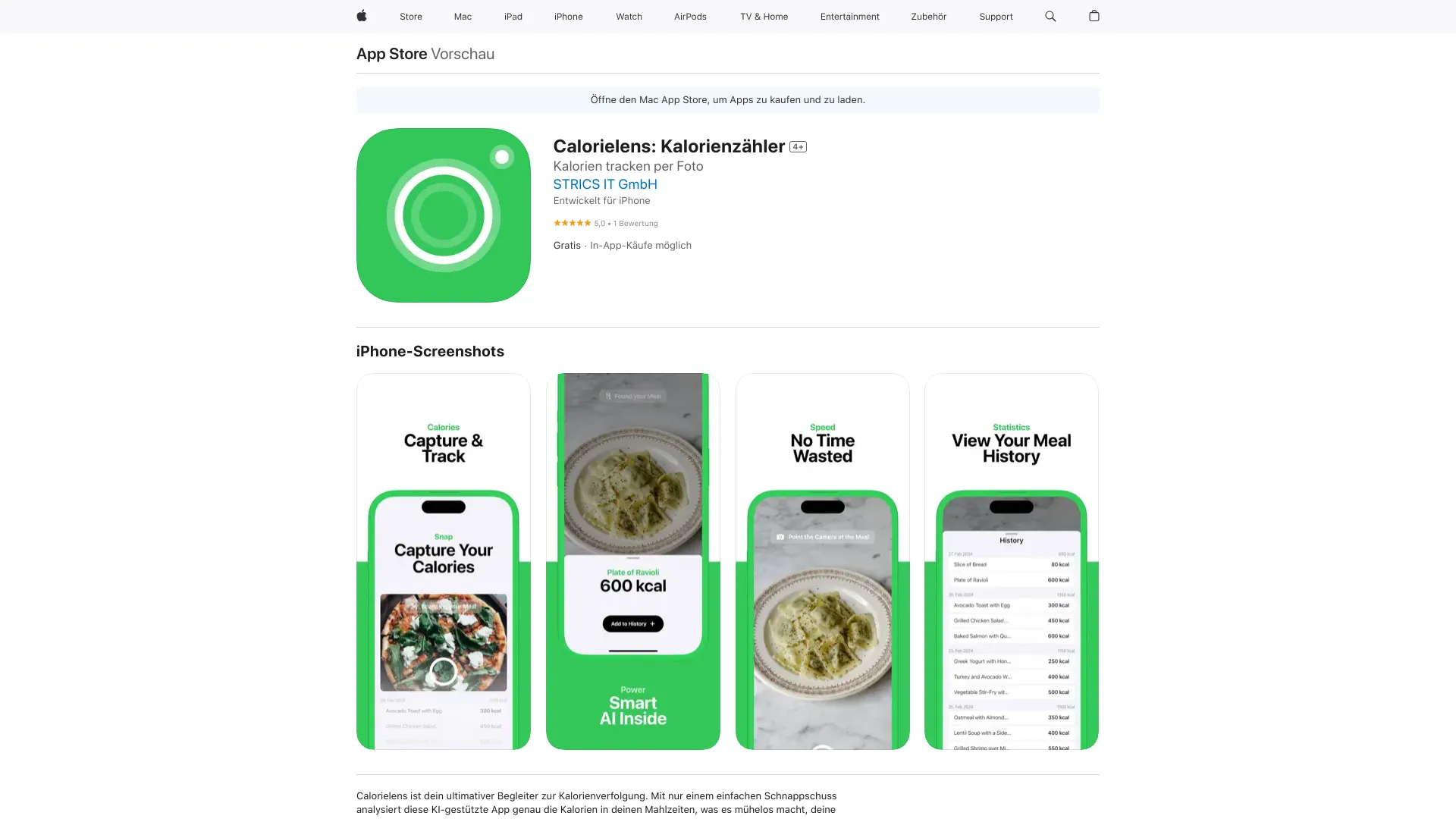 Calorielens: Calorie Tracker网页截图,Calorielens: Calorie Tracker网页快照