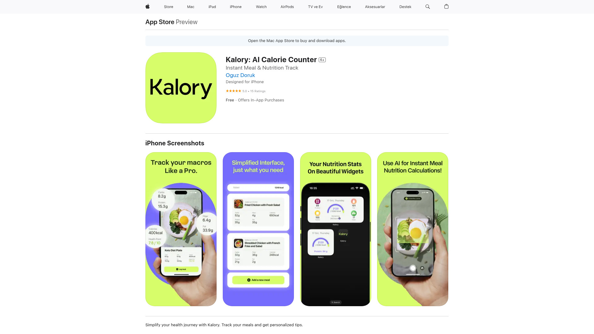 Kalory: AI Calorie Counter网页截图,Kalory: AI Calorie Counter网页快照