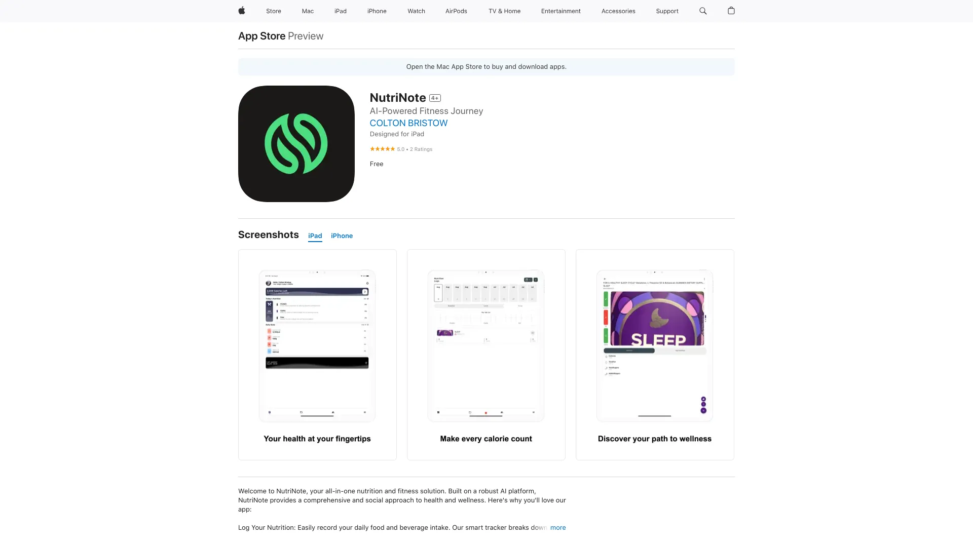 NutriNote网页截图,NutriNote网页快照