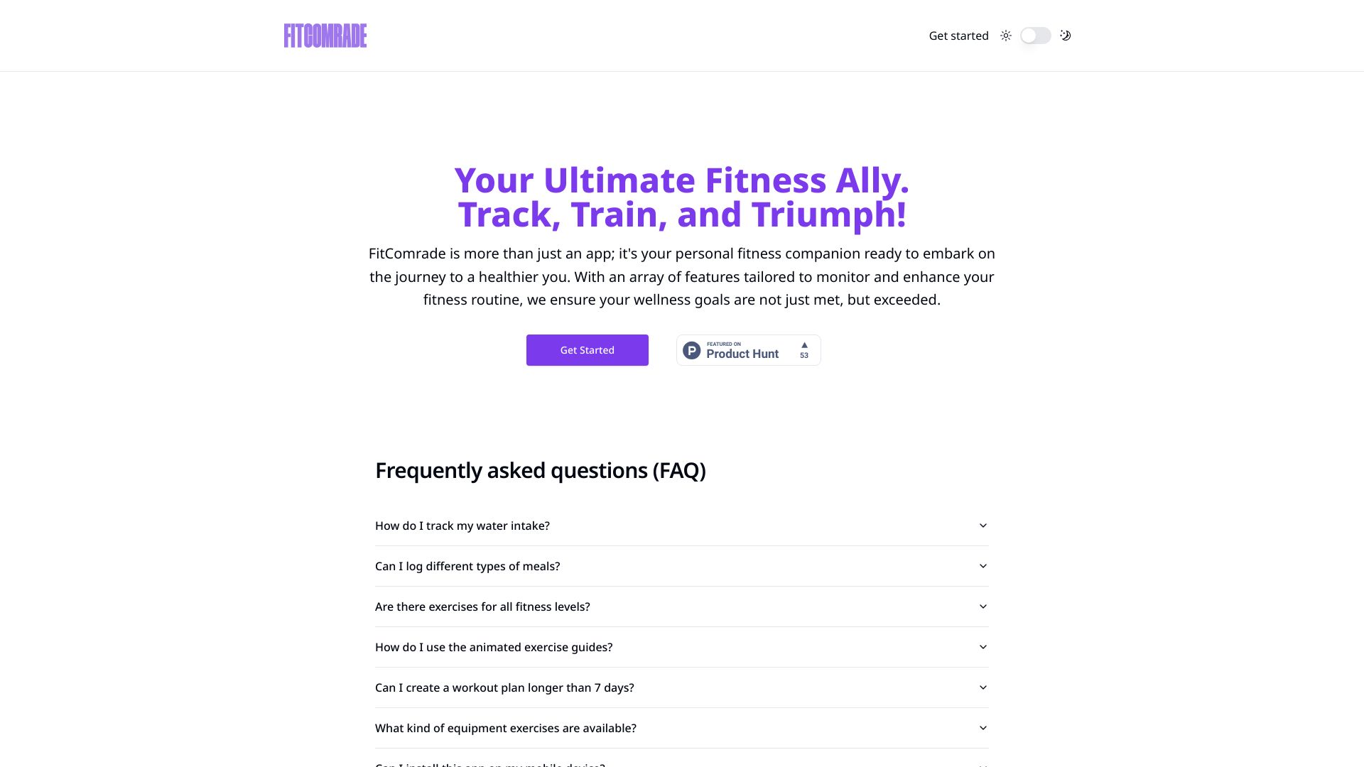 FitComrade网页截图,FitComrade网页快照