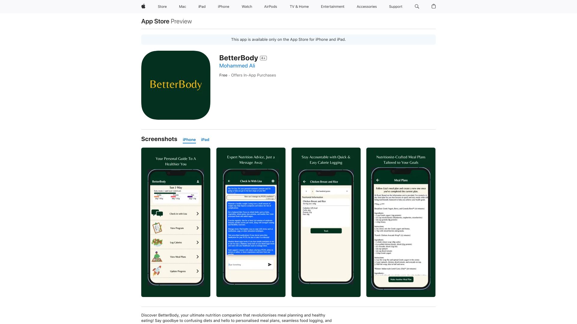 BetterBody网页截图,BetterBody网页快照