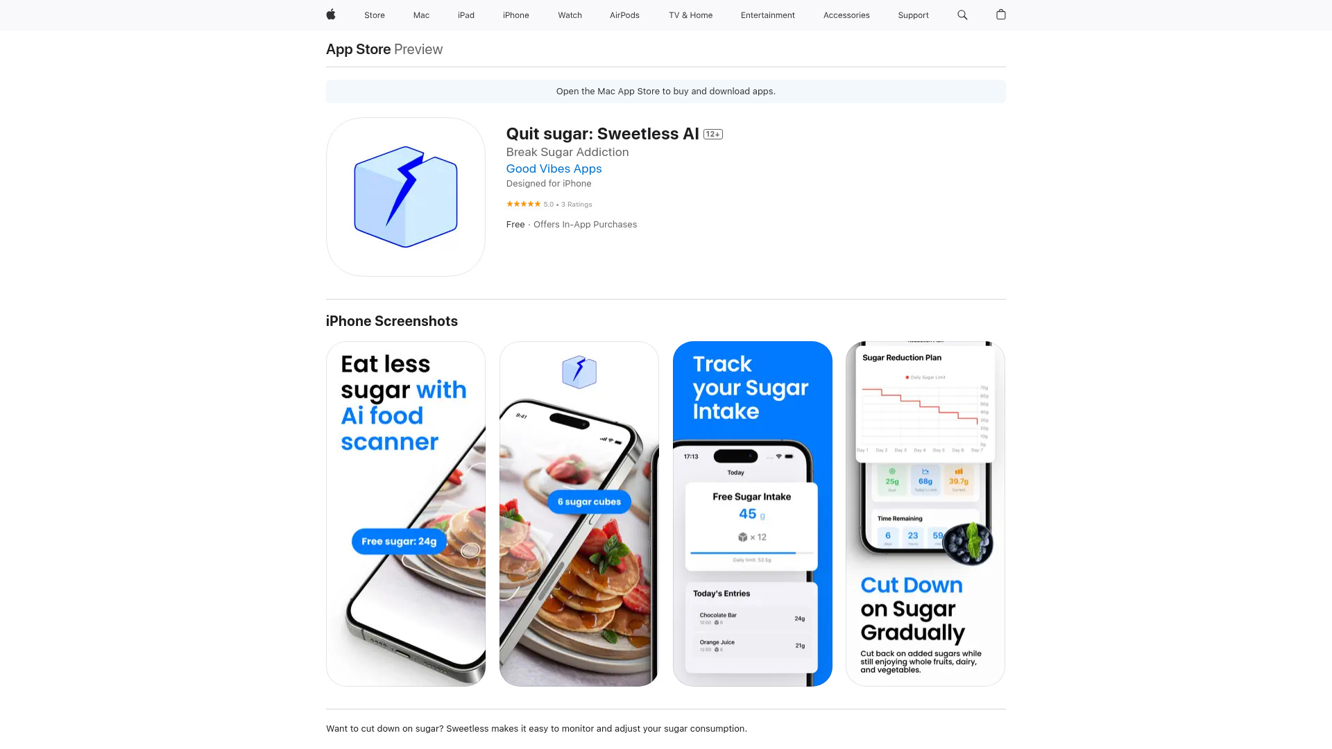 Quit sugar: Sweetless AI网页截图,Quit sugar: Sweetless AI网页快照