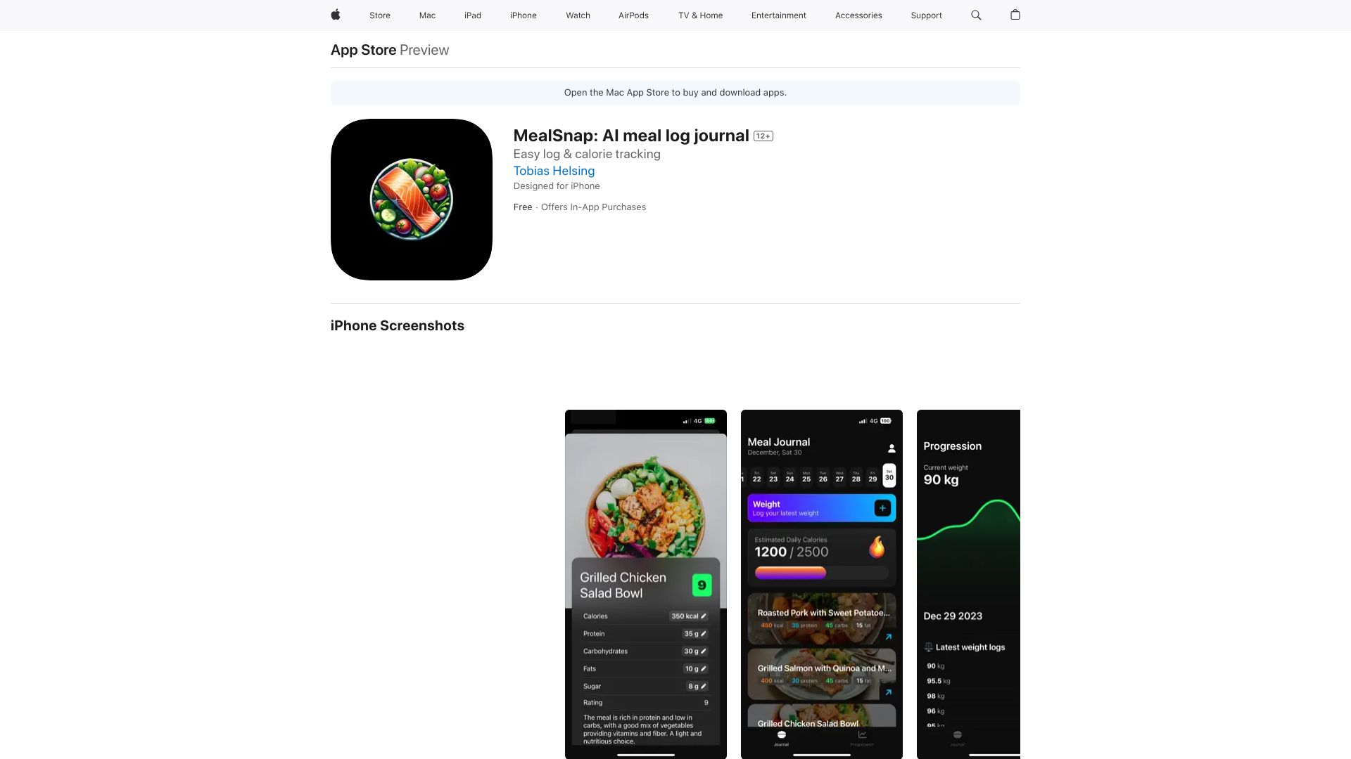 MealSnap: AI meal log journal网页截图,MealSnap: AI meal log journal网页快照