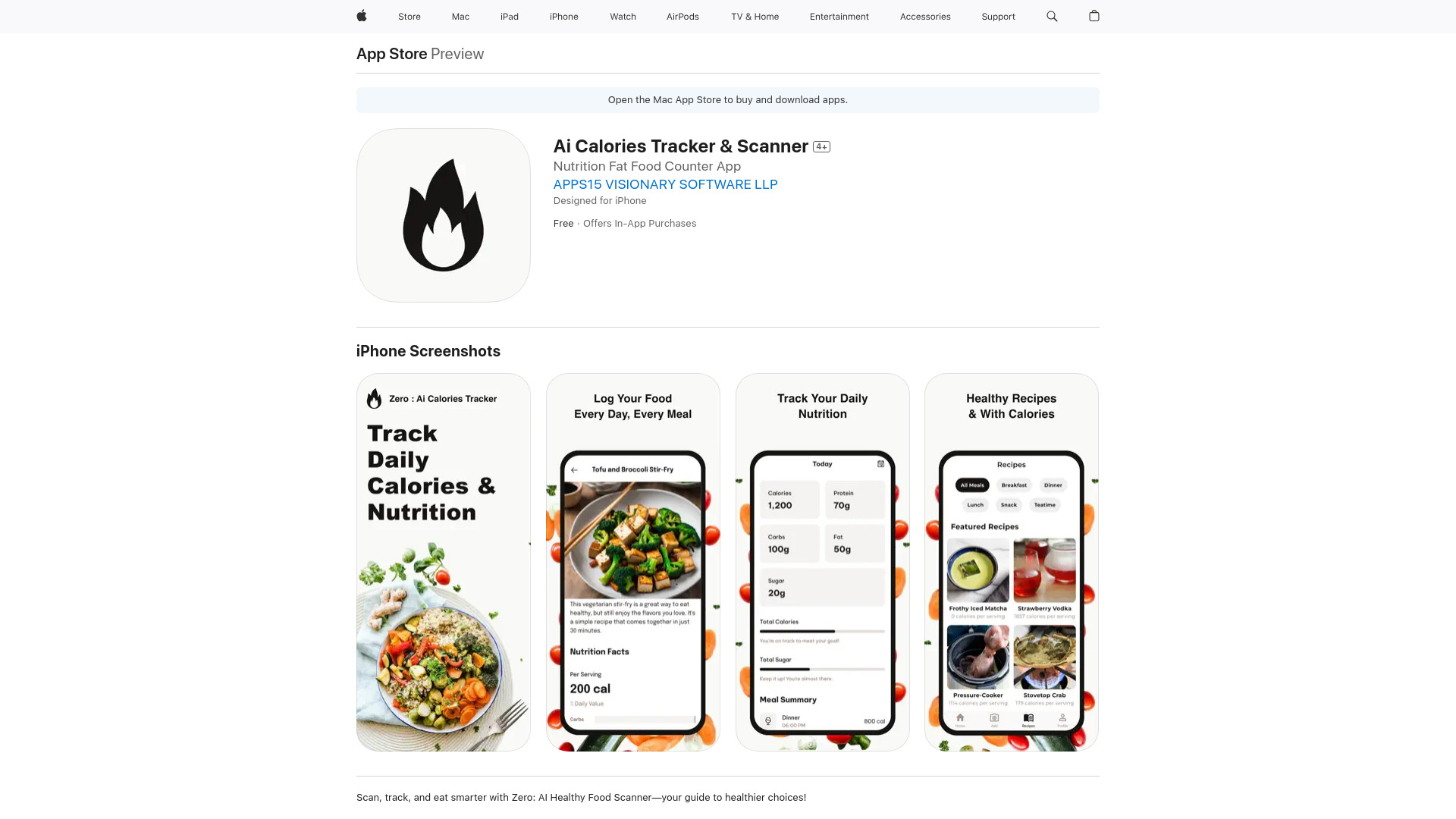 Ai Calories Tracker & Scanner网页截图,Ai Calories Tracker & Scanner网页快照