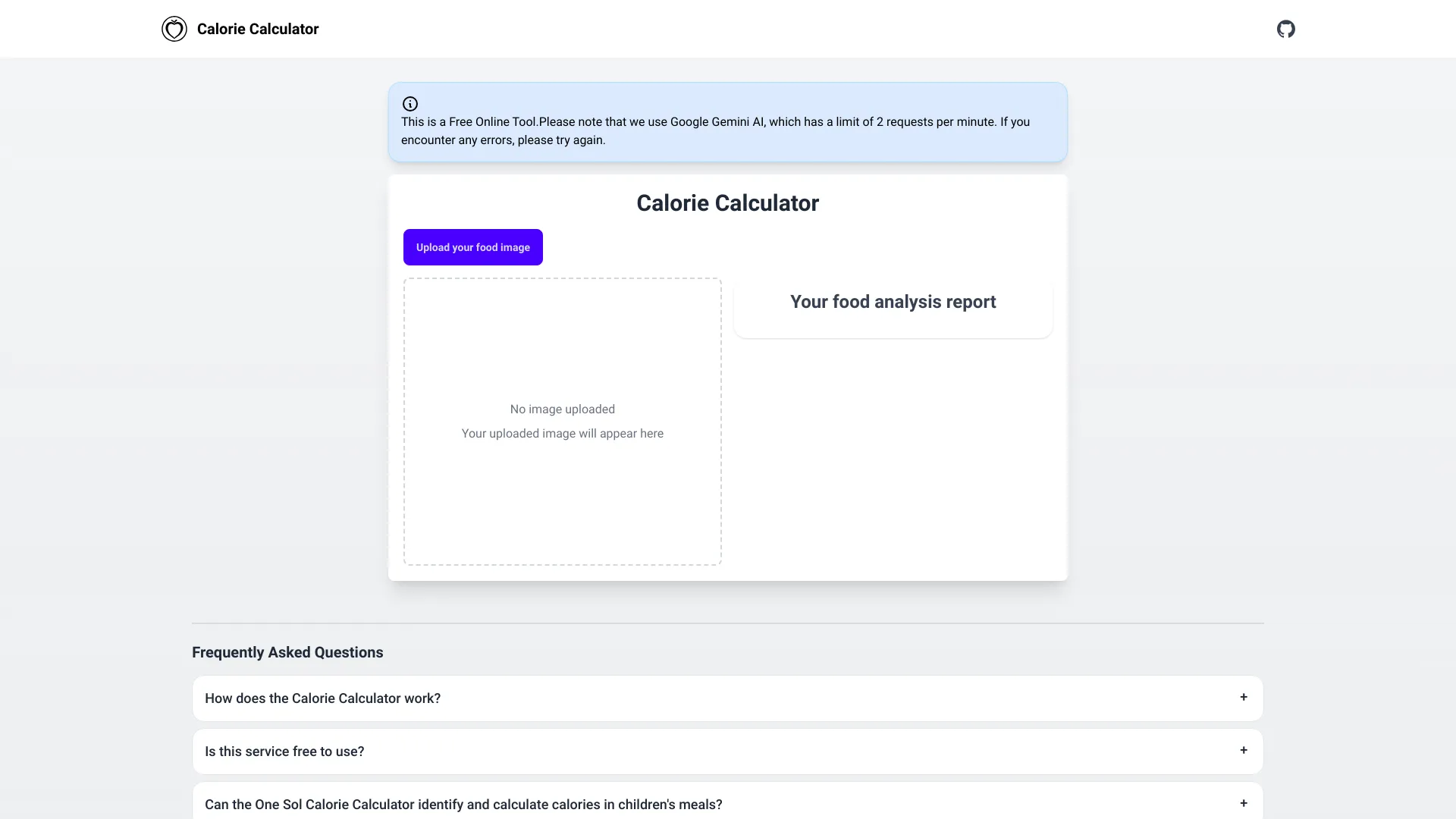 Calorie Calculator网页截图,Calorie Calculator网页快照