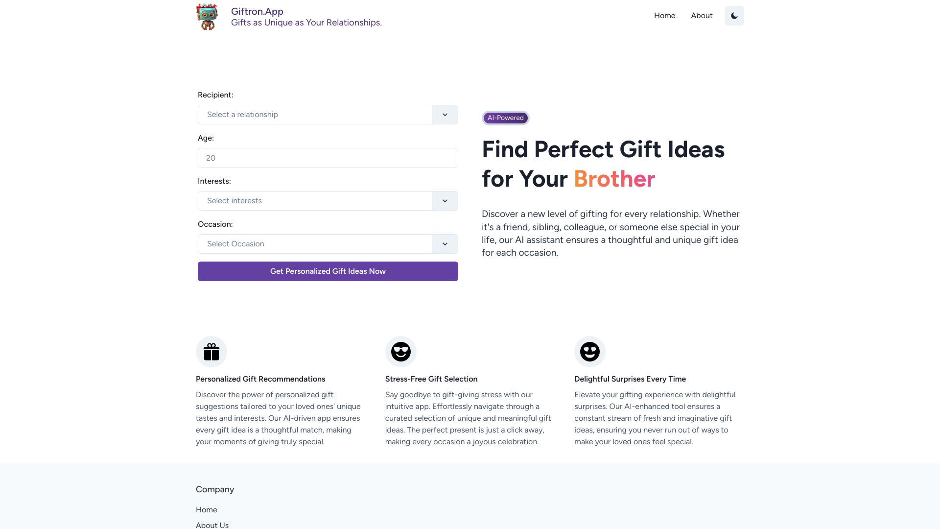 Giftron: Personalized Gift finder网页截图,Giftron: Personalized Gift finder网页快照