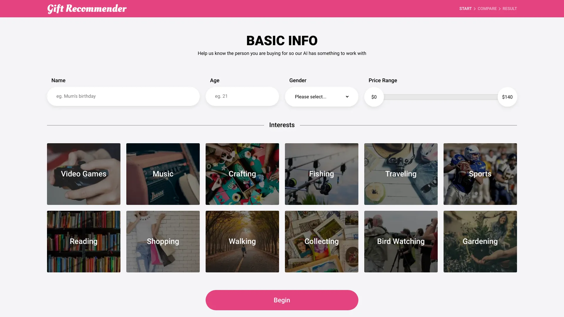 Gift Recommender网页截图,Gift Recommender网页快照