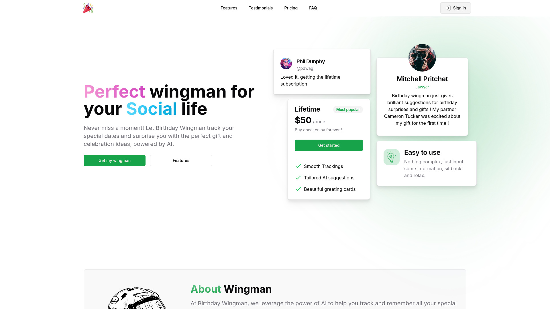 Birthday Wingman网页截图,Birthday Wingman网页快照
