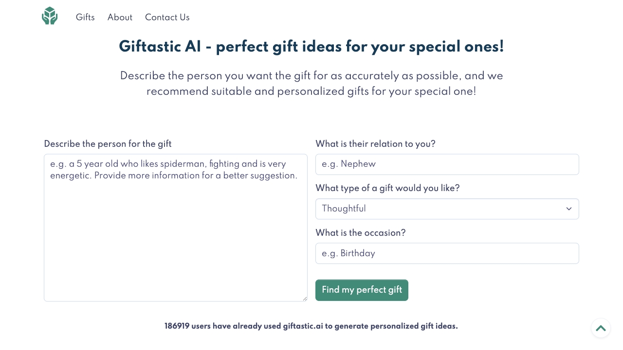 Giftastic.ai网页截图,Giftastic.ai网页快照