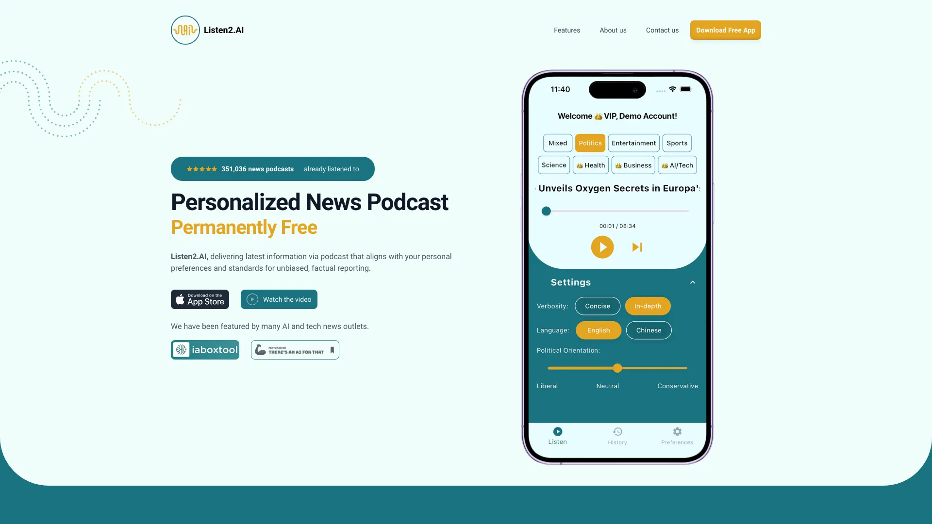 Listen2.AI网页截图,Listen2.AI网页快照
