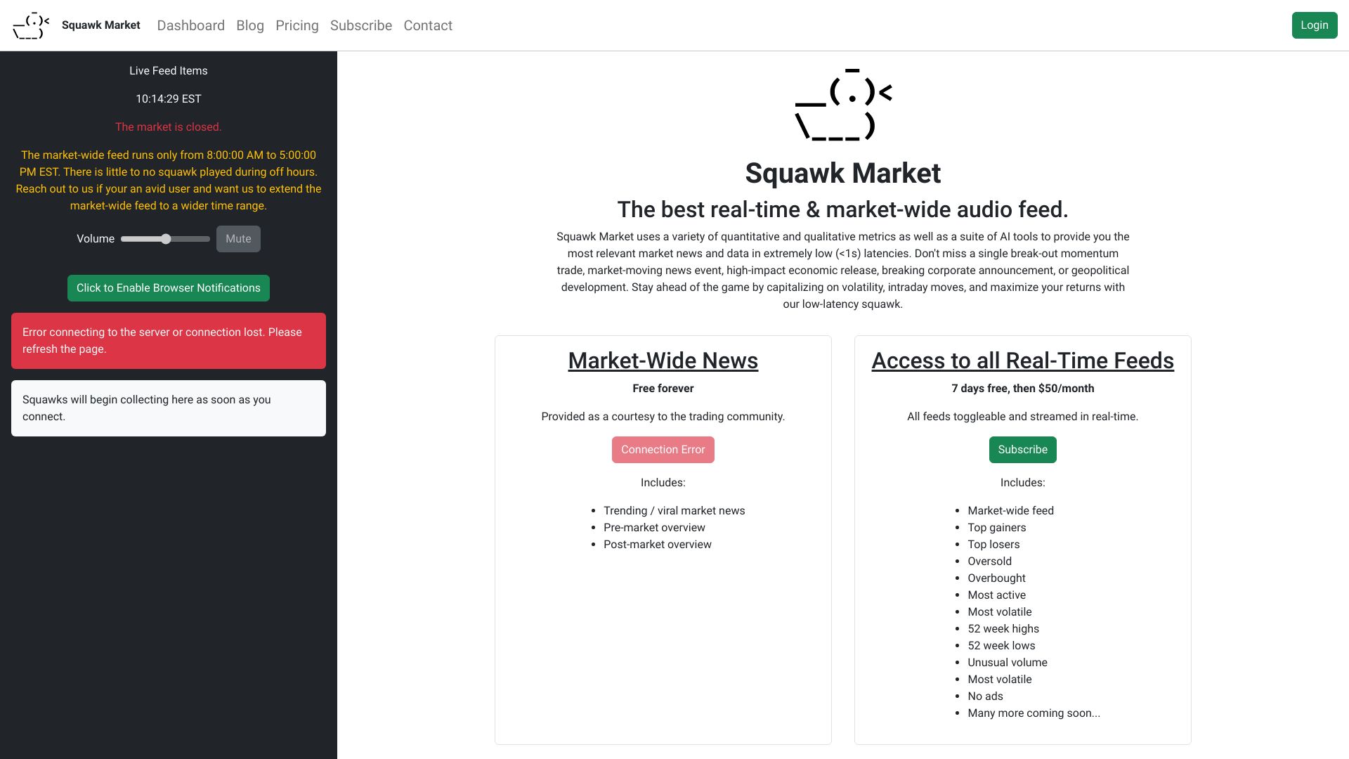 Squawk Market网页截图,Squawk Market网页快照